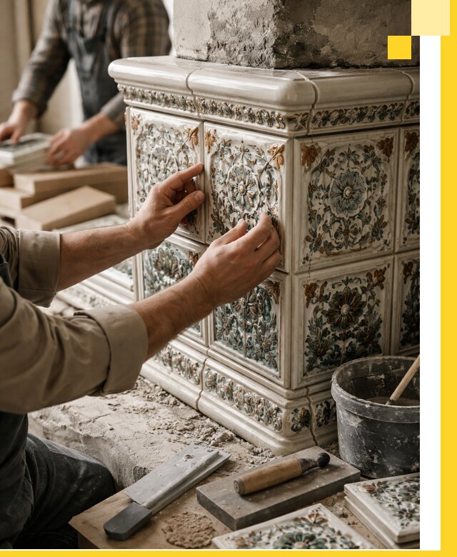 Изразцовые камины под ключ в Славгороде: проект и монтаж