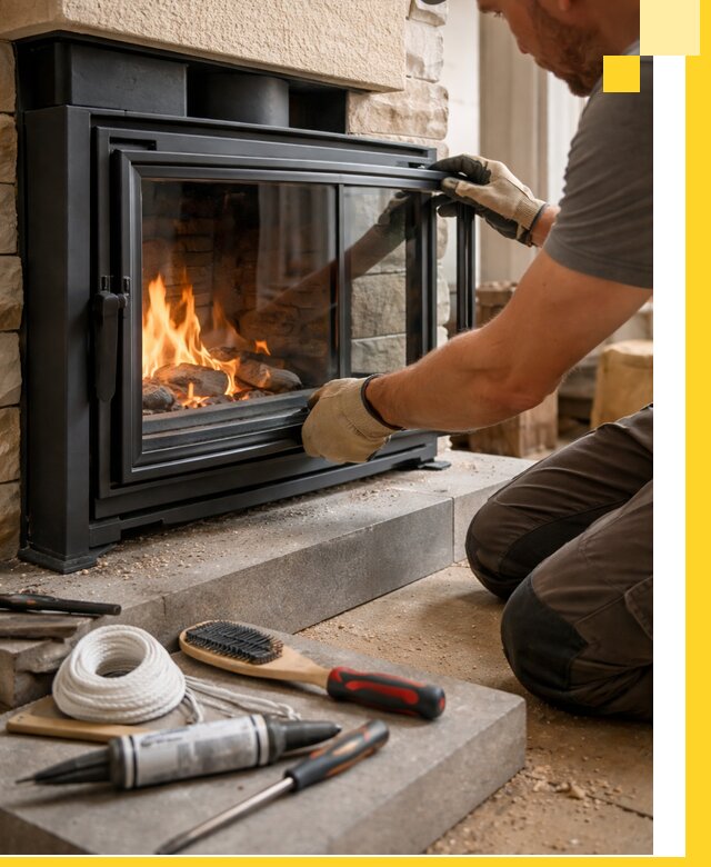 Производство, монтаж и доставка каминов со стеклом в Славгороде