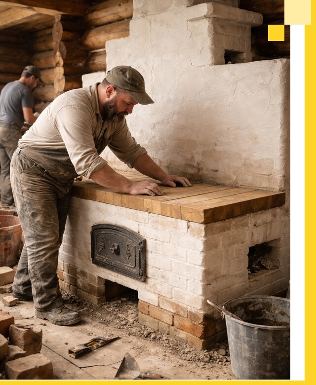 Проектирование и установка русской печи с лежанкой в Славгороде