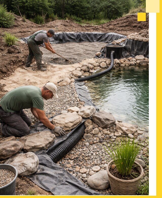 Строительство природных бассейнов и озер в Славгороде под ключ