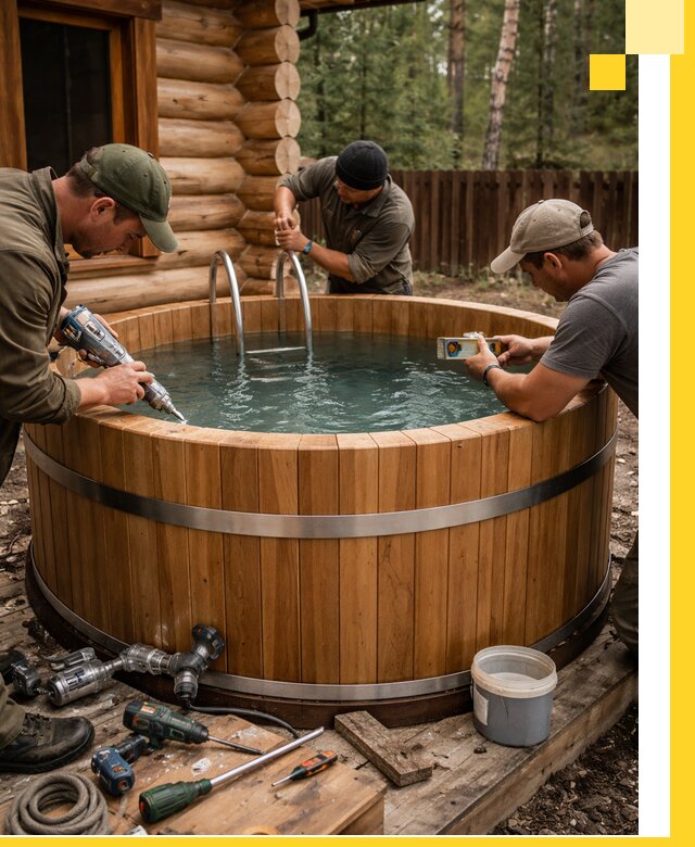 Строительство бань с купелью под ключ и отделкой в Славгороде