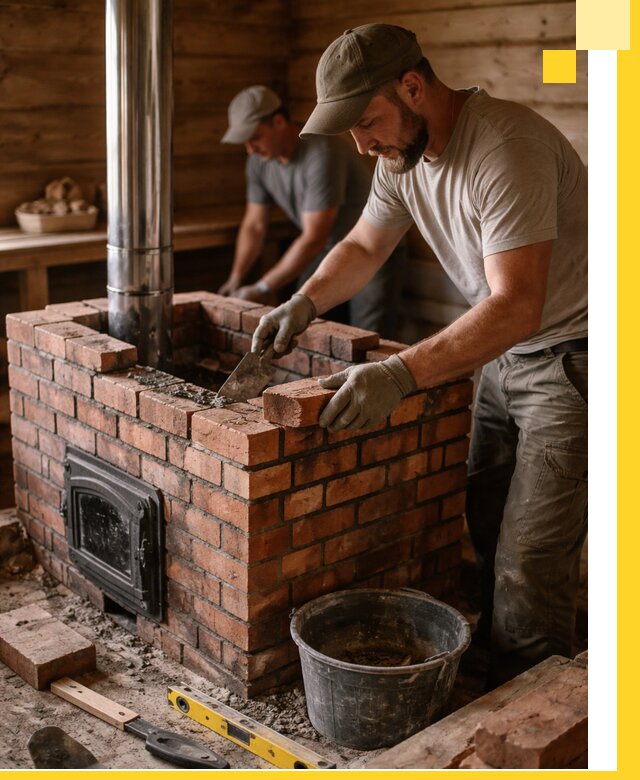 Кирпичные печи для бани под ключ в Славгороде, проект и монтаж