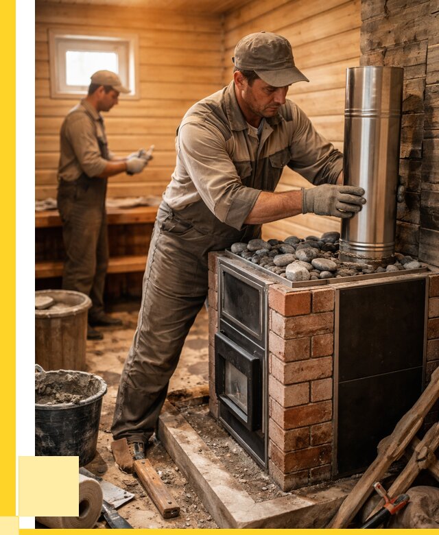 Монтаж печи в бане под ключ в Славгороде от 20802 р. | ЭриданСлд