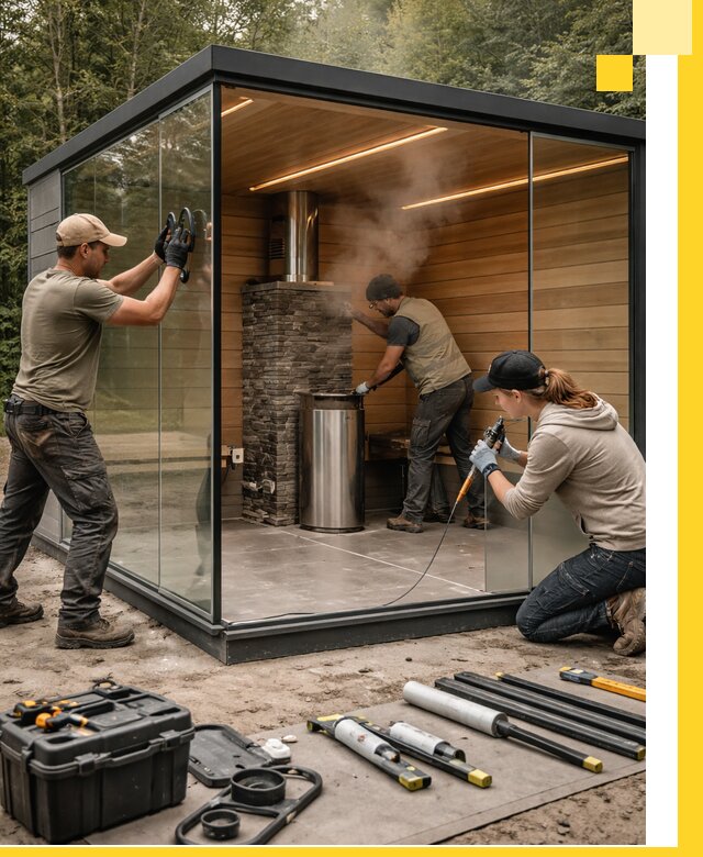 Проектирование и строительство стеклянных бань в Славгороде