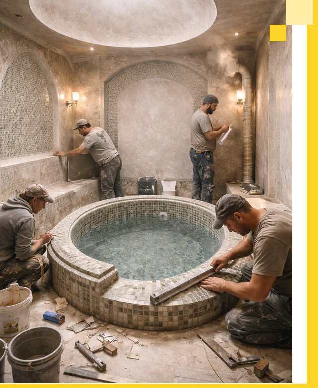 Профессиональное строительство хамама с бассейном в Славгороде под ключ