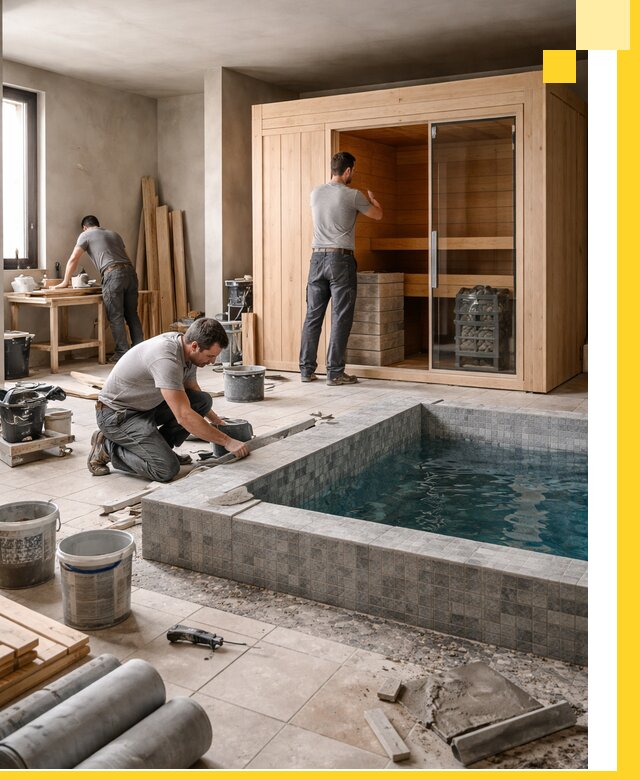 SPA зоны под ключ с бассейном сауной и печью в Славгороде